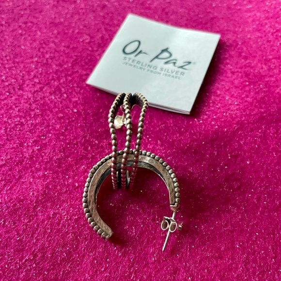 Or Paz Sterling Silver 1" Round Hoop Earrings - Picture 5 of 13